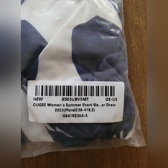 Ouges Summer Short Sleeve V-Neck Floral Short Party Dress with Pockets-Size S - Picture 5 of 6